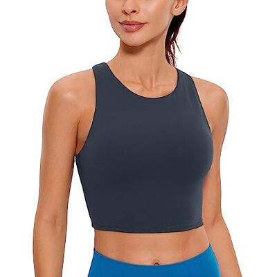 CRZ YOGA Butterluxe High Neck Crop Tank Tops Leichter Halt, Herausnehmbare Pads, Yoga, Extrem Weich, Racerback, Longline Sport BHs für Damen CRZ YOGA Butterluxe High Neck Crop Tank Tops Leichter Halt, Herausnehmbare Pads, Yoga, Extrem Weich, Racerback, Longline Sport BHs für Damen