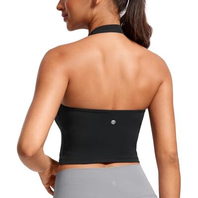 CRZ YOGA Butterluxe Neckholder Crop Tank Tops Leichter Halt, Herausnehmbare Pads, Yoga, Extrem Weich, Offener Rücken, Longline Sport BHs für Damen CRZ YOGA Butterluxe Neckholder Crop Tank Tops Leichter Halt, Herausnehmbare Pads, Yoga, Extrem Weich, Offener Rücken, Longline Sport BHs für Damen