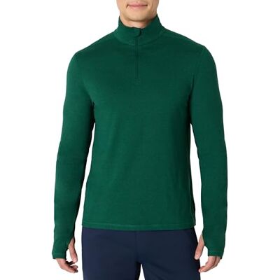 Amazon Herren Sportliches, Weiches, Leichtes Langarm-Trainingsoberteil mit Viertelreißverschluss, Grün Space-dye, XS Amazon Herren Sportliches, Weiches, Leichtes Langarm-Trainingsoberteil mit Viertelreißverschluss, Grün Space-dye, XS