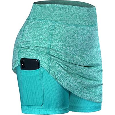 BLEVONH Damen Tennisröcke Innenshorts Elastische Sport Golf Skorts mit Taschen, türkis, XX-Large BLEVONH Damen Tennisröcke Innenshorts Elastische Sport Golf Skorts mit Taschen, türkis, XX-Large