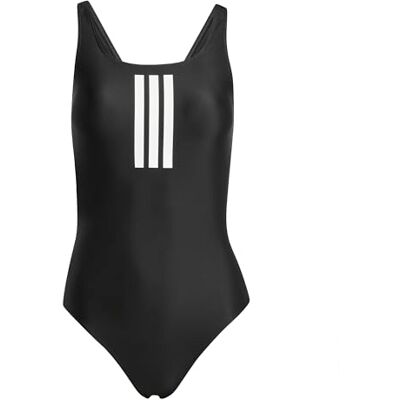 Adidas Damen 3 Stripes V-Back Swimsuit Swimwear, Black/White, 40 Adidas Damen 3 Stripes V-Back Swimsuit Swimwear, Black/White, 40