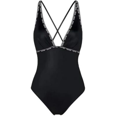 Calvin Damen Badeanzug Sport, Schwarz (PVH Black), S Calvin Damen Badeanzug Sport, Schwarz (PVH Black), S