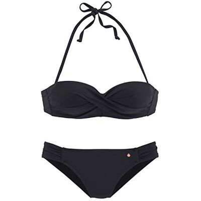 S. Oliver Damen Bügel-Bandeau-Bikini wattierte Cups, abnehmbare Träger, seitliche Raffung, softe Microfaser für vielseitige Looks am Strand S. Oliver Damen Bügel-Bandeau-Bikini wattierte Cups, abnehmbare Träger, seitliche Raffung, softe Microfaser für vielseitige Looks am Strand