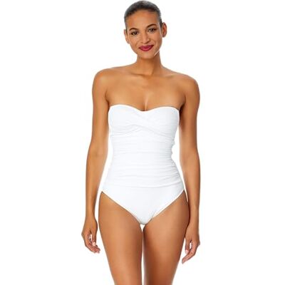 Anne Cole Damen Twist-Front, Gerafft Einteiliger Badeanzug, weiß, 38 Anne Cole Damen Twist-Front, Gerafft Einteiliger Badeanzug, weiß, 38