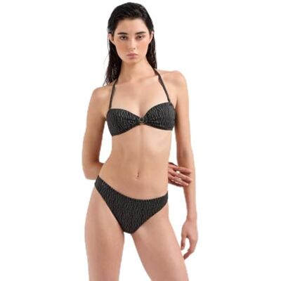 Giorgio Armani Bandeau-Top für Damen, metallisch strukturiert, niedrige Taille, Bikinihose, Schwarz Lrx strukturiert, Medium Giorgio Armani Bandeau-Top für Damen, metallisch strukturiert, niedrige Taille, Bikinihose, Schwarz Lrx strukturiert, Medium