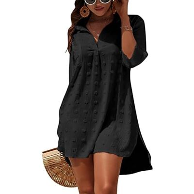 Figarge Strandkleid Damen Bikini Cover Up V-Ausschnitt Baumwolle Strandtunika Sommer Pareos Button Down Strandponcho Badeanzug Strand Figarge Strandkleid Damen Bikini Cover Up V-Ausschnitt Baumwolle Strandtunika Sommer Pareos Button Down Strandponcho Badeanzug Strand