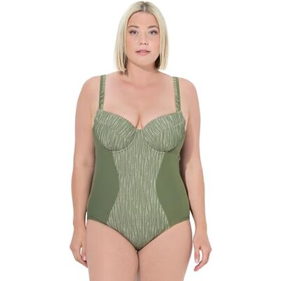 Ulla Popken Damen große Größen Übergrößen Plus Size Badeanzug, Bügel-Softcups, Träger verstellbar, recycelt olivgrün 42 837618430-42 Ulla Popken Damen große Größen Übergrößen Plus Size Badeanzug, Bügel-Softcups, Träger verstellbar, recycelt olivgrün 42 837618430-42