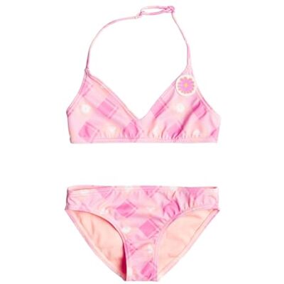 Roxy Flower Plaid Triangle Bikini-Set für Mädchen 2-7 Rosa Roxy Flower Plaid Triangle Bikini-Set für Mädchen 2-7 Rosa