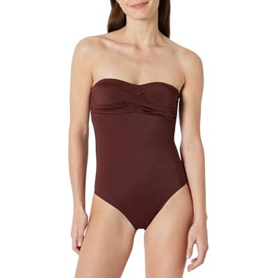 Amazon Damen Einteiliger Bandeau-Badeanzug, Tiefbraun, 38 Amazon Damen Einteiliger Bandeau-Badeanzug, Tiefbraun, 38