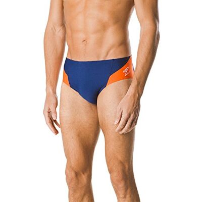 Speedo Endurance+ Launch Splice Badehose für Herren, Herren, Badeanzug, Swimsuit Brief Endurance+ Splice Team Colors, Marineblau/Orange, 38 Speedo Endurance+ Launch Splice Badehose für Herren, Herren, Badeanzug, Swimsuit Brief Endurance+ Splice Team Colors, Marineblau/Orange, 38