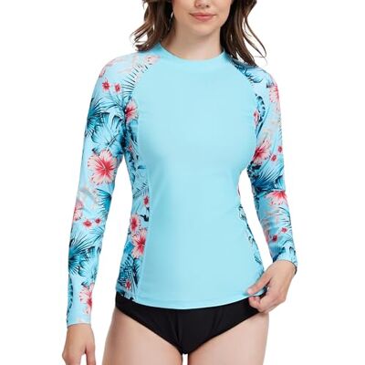 MEETWEE Langarm Damen Surf Rash Guard Sonnenschutz Badeanzug UV-Schutz Shirt UPF 50+ Kurzarm Badeoberteil Schnell trocknendes Schwimm-Sonnenschutzshirt für Wassersport MEETWEE Langarm Damen Surf Rash Guard Sonnenschutz Badeanzug UV-Schutz Shirt UPF 50+ Kurzarm Badeoberteil Schnell trocknendes Schwimm-Sonnenschutzshirt für Wassersport
