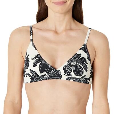 Amazon Damen Klassisches Bikini-Oberteil, Leichter Halt, Bademode, Creme-schwarz, Blumenmuster, 38 Amazon Damen Klassisches Bikini-Oberteil, Leichter Halt, Bademode, Creme-schwarz, Blumenmuster, 38