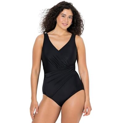 Ulla Popken Damen Badeanzug Große Größen, Plus Size, Badeanzug, drapiert Ulla Popken Damen Badeanzug Große Größen, Plus Size, Badeanzug, drapiert