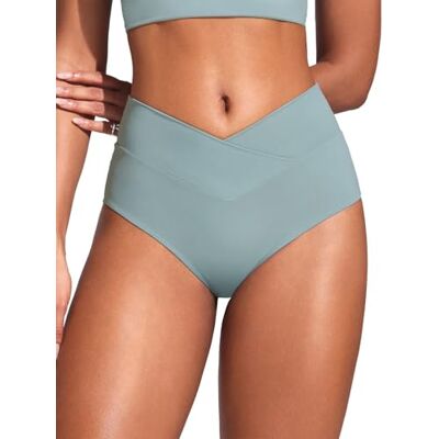 CRZ YOGA V-Shaped High Waisted Badehose Mittelhoher Beinausschnitt, Mittlere Gesäßabdeckung, Cross Front, Swim, Bikini Bottoms für Damen CRZ YOGA V-Shaped High Waisted Badehose Mittelhoher Beinausschnitt, Mittlere Gesäßabdeckung, Cross Front, Swim, Bikini Bottoms für Damen