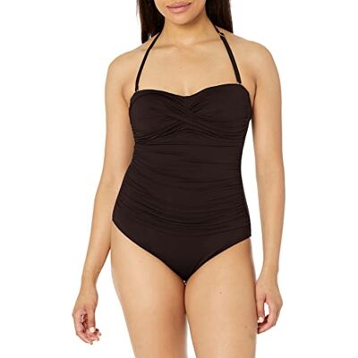 Anne Cole Damen Einteiliger Twist-Front, gerafft Badeanzug, Schwarz, 38 Anne Cole Damen Einteiliger Twist-Front, gerafft Badeanzug, Schwarz, 38