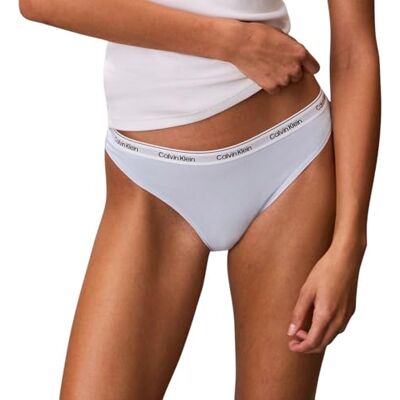 Calvin Damen Slip Bikini Form mit Logobund, Blau (Breezy Blue), M Calvin Damen Slip Bikini Form mit Logobund, Blau (Breezy Blue), M