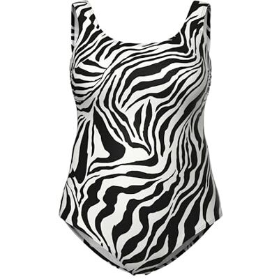 Ulla Popken Damen große Größen Übergrößen Plus Size Badeanzug, Tigermuster, ohne Softcups, Rundhals schwarz 50+ 846928100-50+ Ulla Popken Damen große Größen Übergrößen Plus Size Badeanzug, Tigermuster, ohne Softcups, Rundhals schwarz 50+ 846928100-50+