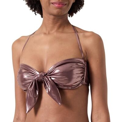 Pinko Damen Rubicon Top Tecno Jersey Lamina Eff. Nass Bikini, l81_Bruno brate, XS Pinko Damen Rubicon Top Tecno Jersey Lamina Eff. Nass Bikini, l81_Bruno brate, XS