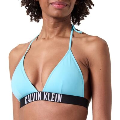 Calvin Damen Bikini Oberteil Triangel Triangle Nylon Vorgeformte Körbchen, Blau (Blue Punch), XL Calvin Damen Bikini Oberteil Triangel Triangle Nylon Vorgeformte Körbchen, Blau (Blue Punch), XL