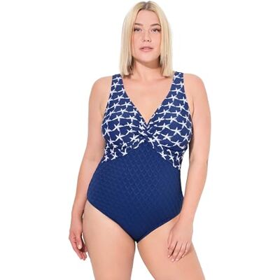 Ulla Popken Damen große Größen Übergrößen Plus Size Badeanzug Knoten, Nora, Seestern, Struktur Ulla Popken Damen große Größen Übergrößen Plus Size Badeanzug Knoten, Nora, Seestern, Struktur
