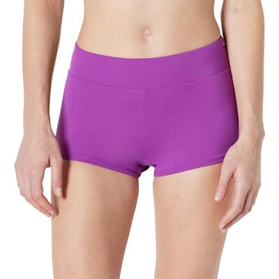 Amazon Damen Kurze Bade-Bikinihose mit Hohem Bund , Violett, 36 Amazon Damen Kurze Bade-Bikinihose mit Hohem Bund , Violett, 36
