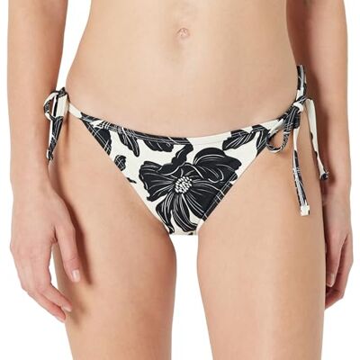 Amazon Damen Bikinihose zum Binden an der Seite, Creme-schwarz, Blumenmuster, 40 Amazon Damen Bikinihose zum Binden an der Seite, Creme-schwarz, Blumenmuster, 40