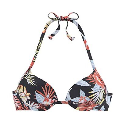 S. Oliver Damen Push-Up-Bikini-Top tropischer Print, wattierte Cups mit Kissen, Mix-Kini, weich, für ein schönes Dekolleté S. Oliver Damen Push-Up-Bikini-Top tropischer Print, wattierte Cups mit Kissen, Mix-Kini, weich, für ein schönes Dekolleté