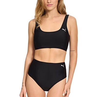 Puma Damen Bauchfreies Bikini-Badeanzug-Set, Schwarz, Medium Puma Damen Bauchfreies Bikini-Badeanzug-Set, Schwarz, Medium