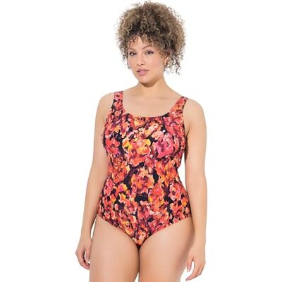 Ulla Popken Damen große Größen Übergrößen Plus Size Badeanzug, Gemustert, ohne Softcups, Rundhals dunkel kirschrot 42+ 836573349-42+ Ulla Popken Damen große Größen Übergrößen Plus Size Badeanzug, Gemustert, ohne Softcups, Rundhals dunkel kirschrot 42+ 836573349-42+