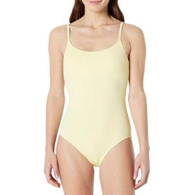 Amazon Damen Einteiliger Badeanzug mit Dünnen Trägern, Hellgelb, 42 Amazon Damen Einteiliger Badeanzug mit Dünnen Trägern, Hellgelb, 42