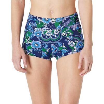 Amazon Damen Kurze Bade-Bikinihose mit Hohem Bund , Tiefblau Paisley, 46 Amazon Damen Kurze Bade-Bikinihose mit Hohem Bund , Tiefblau Paisley, 46