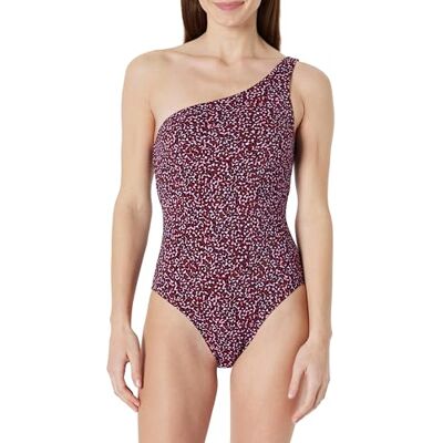 Amazon Damen Einteiliger One-Shoulder-Badeanzug, Ziegelrot Lila Leopardenmuster, 38 Amazon Damen Einteiliger One-Shoulder-Badeanzug, Ziegelrot Lila Leopardenmuster, 38