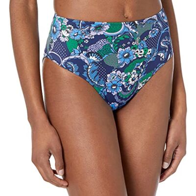 Amazon Damen Bikinihose mit Hohem Bund und Hohem Beinausschnitt, Tiefblau Paisley, 42 Amazon Damen Bikinihose mit Hohem Bund und Hohem Beinausschnitt, Tiefblau Paisley, 42
