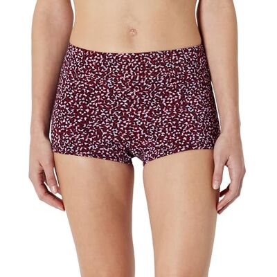 Amazon Damen Kurze Bade-Bikinihose mit Hohem Bund , Ziegelrot Lila Leopardenmuster, 40 Amazon Damen Kurze Bade-Bikinihose mit Hohem Bund , Ziegelrot Lila Leopardenmuster, 40