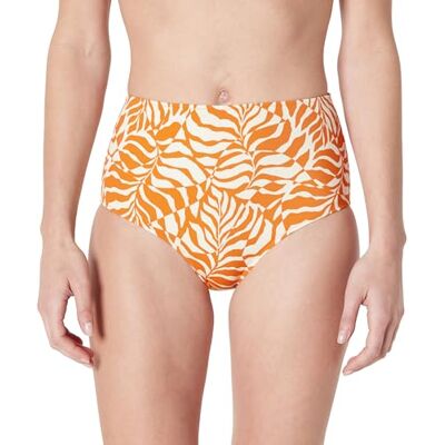 Amazon Damen Badehose mit hoher Taille, Rostorange Abstrakte Handflächen, 46 Amazon Damen Badehose mit hoher Taille, Rostorange Abstrakte Handflächen, 46