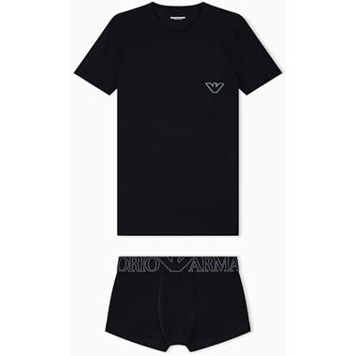 Giorgio Armani Herren Megalogo T-Shirt + Trunk Badehose Giorgio Armani Herren Megalogo T-Shirt + Trunk Badehose