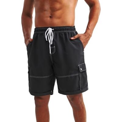 riemot Badeshorts Herren Schnelltrocknend, Beachshorts mit Elastischem Bund und Kordelzug, Schwimmshorts mit Mesh-Innenfutter und Taschen – Erhältlich als 1 Stück oder 2er Pack riemot Badeshorts Herren Schnelltrocknend, Beachshorts mit Elastischem Bund und Kordelzug, Schwimmshorts mit Mesh-Innenfutter und Taschen – Erhältlich als 1 Stück oder 2er Pack