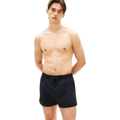 Tommy Hilfiger Herren Badeshorts Drawstring mit Gesäßtasche, Blau (Desert Sky), L Tommy Hilfiger Herren Badeshorts Drawstring mit Gesäßtasche, Blau (Desert Sky), L