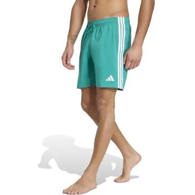 Adidas Herren 3 Stripes Swim 8 Inch Swimwear, Equipment Green/White, M Adidas Herren 3 Stripes Swim 8 Inch Swimwear, Equipment Green/White, M