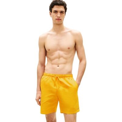 Tommy Hilfiger Herren Badeshorts Long Drawstring mit Logo, Gelb (Sunshower), M Tommy Hilfiger Herren Badeshorts Long Drawstring mit Logo, Gelb (Sunshower), M