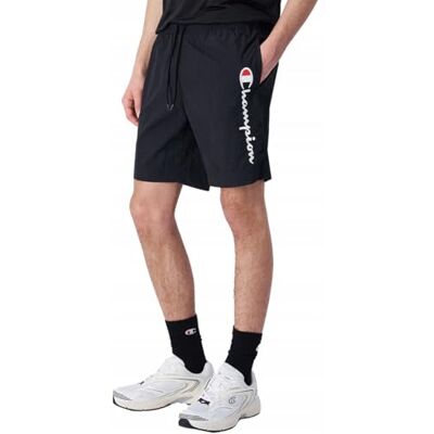 Champion Herren Legacy Icons Beachshorts-Crinkle Taslon Contrast Logo Bermuda Badehose, Schwarz, L Champion Herren Legacy Icons Beachshorts-Crinkle Taslon Contrast Logo Bermuda Badehose, Schwarz, L