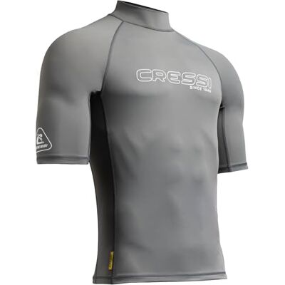 CRESSI seit 1946 Sentinel Man Kurzärmeliger Rash Guard Sonnenschutz UPF 50+ Schnell Trocknend Schwimmen Surfen Tauchen Angeln Strand, im Schwimmbad und Wassersport Grau/Weiß S/2_Herren CRESSI seit 1946 Sentinel Man Kurzärmeliger Rash Guard Sonnenschutz UPF 50+ Schnell Trocknend Schwimmen Surfen Tauchen Angeln Strand, im Schwimmbad und Wassersport Grau/Weiß S/2_Herren