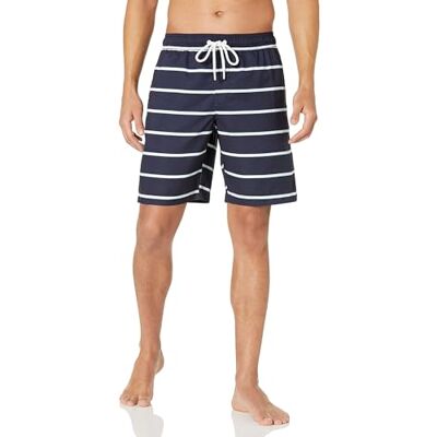 Amazon Herren Badeshorts Lang Badehose Herren 23cm mit Netzfutter, Taschen und Kordelzugverschluss, Marineblau Streifen, L Amazon Herren Badeshorts Lang Badehose Herren 23cm mit Netzfutter, Taschen und Kordelzugverschluss, Marineblau Streifen, L