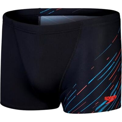 Speedo Herren Hyperboom Aquashort mit V-Schnitt Schnelltrocknend Training Fitness Chlorbeständig Black/Picton Blue/Siren Red 6 Speedo Herren Hyperboom Aquashort mit V-Schnitt Schnelltrocknend Training Fitness Chlorbeständig Black/Picton Blue/Siren Red 6