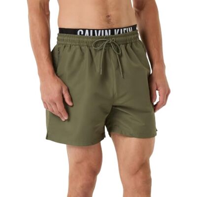 Calvin Herren Badeshorts Medium Drawstring Boxer mit Tunnelzug, Grün (Brush Green), S Calvin Herren Badeshorts Medium Drawstring Boxer mit Tunnelzug, Grün (Brush Green), S