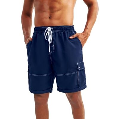 riemot Badeshorts Herren Schnelltrocknend, Beachshorts mit Elastischem Bund und Kordelzug, Schwimmshorts mit Mesh-Innenfutter und Taschen – Erhältlich als 1 Stück oder 2er Pack riemot Badeshorts Herren Schnelltrocknend, Beachshorts mit Elastischem Bund und Kordelzug, Schwimmshorts mit Mesh-Innenfutter und Taschen – Erhältlich als 1 Stück oder 2er Pack