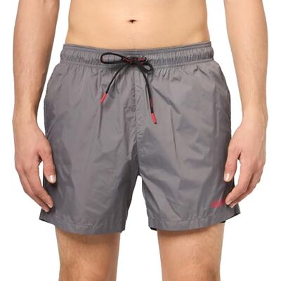 HUGO Herren-Badehose mit umgekehrtem Logo, Grau (Shadow Grey), L HUGO Herren-Badehose mit umgekehrtem Logo, Grau (Shadow Grey), L
