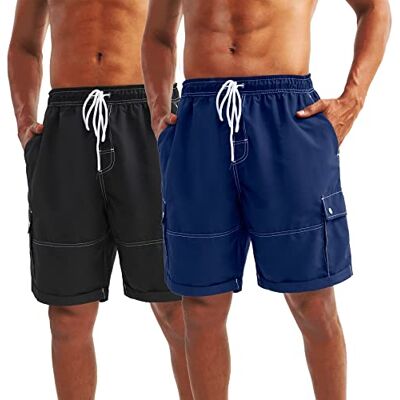 riemot Badeshorts Herren Schnelltrocknend, Beachshorts mit Elastischem Bund und Kordelzug, Schwimmshorts mit Mesh-Innenfutter und Taschen – Erhältlich als 1 Stück oder 2er Pack riemot Badeshorts Herren Schnelltrocknend, Beachshorts mit Elastischem Bund und Kordelzug, Schwimmshorts mit Mesh-Innenfutter und Taschen – Erhältlich als 1 Stück oder 2er Pack