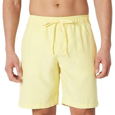 Amazon Herren Badeshorts Lang Badehose Herren 23cm mit Netzfutter, Taschen und Kordelzugverschluss, Hellgelb, L Amazon Herren Badeshorts Lang Badehose Herren 23cm mit Netzfutter, Taschen und Kordelzugverschluss, Hellgelb, L