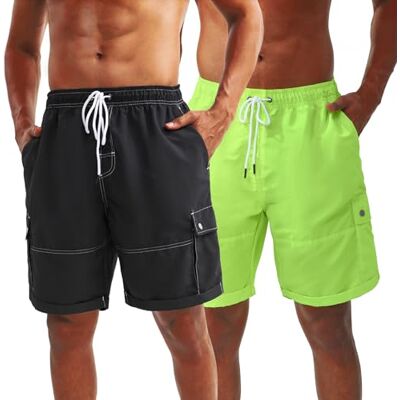 riemot Badeshorts Herren Schnelltrocknend, Beachshorts mit Elastischem Bund und Kordelzug, Schwimmshorts mit Mesh-Innenfutter und Taschen – Erhältlich als 1 Stück oder 2er Pack riemot Badeshorts Herren Schnelltrocknend, Beachshorts mit Elastischem Bund und Kordelzug, Schwimmshorts mit Mesh-Innenfutter und Taschen – Erhältlich als 1 Stück oder 2er Pack